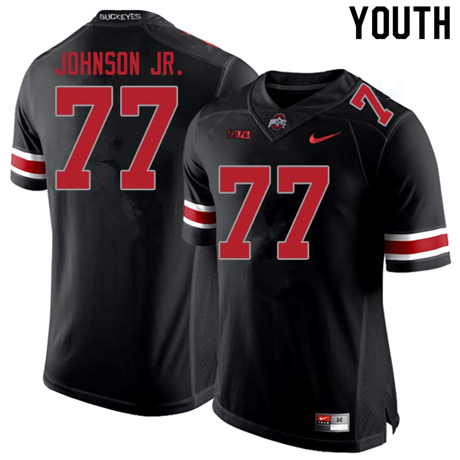 Paris Johnson Jr. Ohio State Buckeyes Youth NCAA #77 Nike Blackout College Stitched Football Jersey CUW5456ID